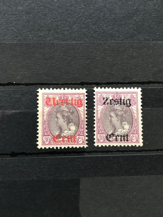 Nederland 1919 - 1. desember Tilleggsutgave av frimerker MNH på innstikkkort.