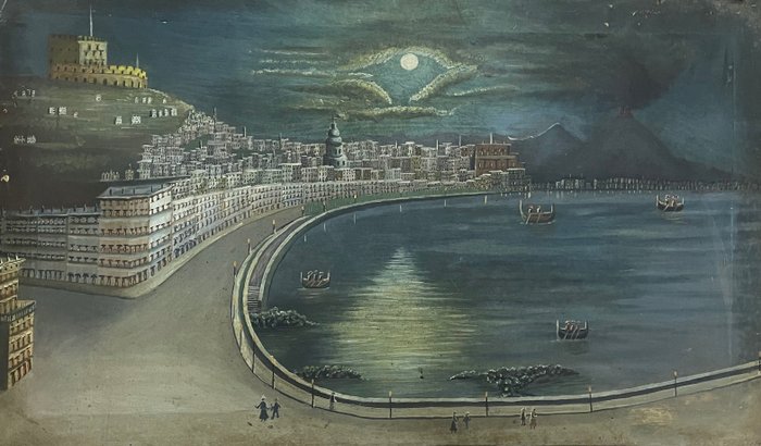 Scuola Napoletana (XIX) - Veduta di Napoli