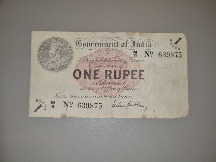 India. - 1 rupee 1917 - Pick 1a - Gubbay  (No Reserve Price)