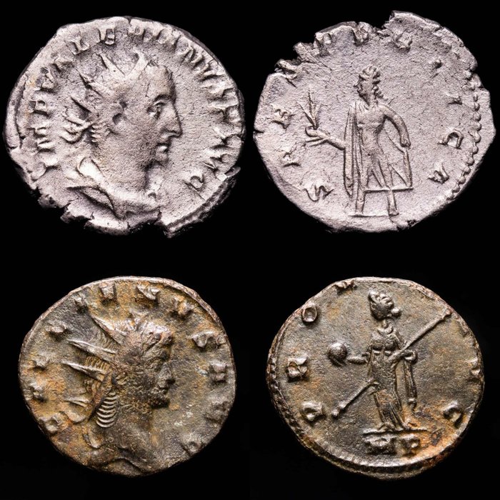 Romerska riket. Valerianus I & Gallienus. Lot comprising two (2) antoninianus Rome & Mediolanum mint. SPES PVBLICA, / GALLIENVS AVG  (Utan reservationspris)