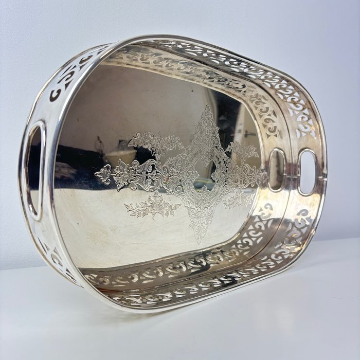 Vassoio - Vassoio in stile georgiano placcato in argento - Placcato argento