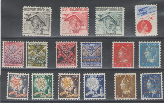 Niederlande 1927/1940 - Auswahl aus den 1920er Jahren - NVPH 208/211, 261/264, LP6/LP8, LP9, D16/D19