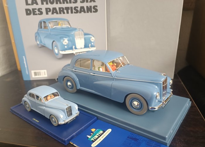 Tintin - 2 modelauto's - 1/24 + 1/43 - de moris 6 van de partizanen van het zwarte eiland - Moulinsart / Hachette / Atlas