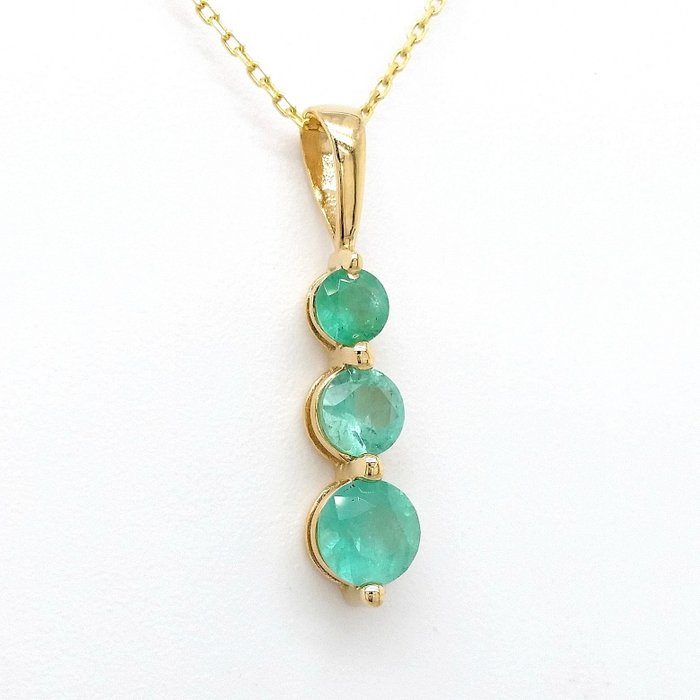 No Reserve Price - 0.60 Carat Emeralds Pendant - Pendant - 14 kt. Rose gold 