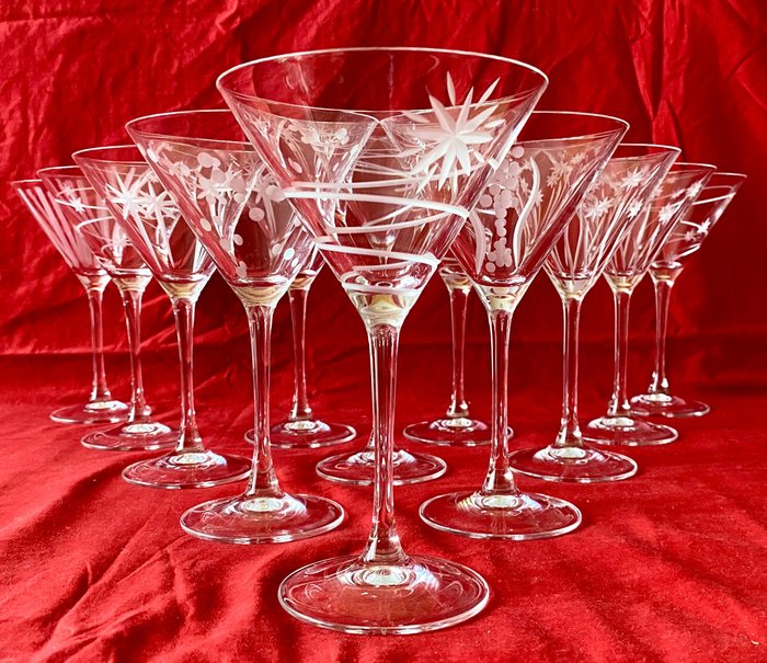 Cristallerie D'Arques - C.D.A. - Drinking service (12) - Service of 12 Martini glasses - Crystal