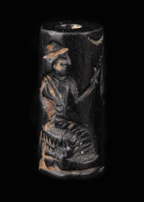 babiloński Czarny twardy kamień Uszczelka cylindra z twardego kamienia