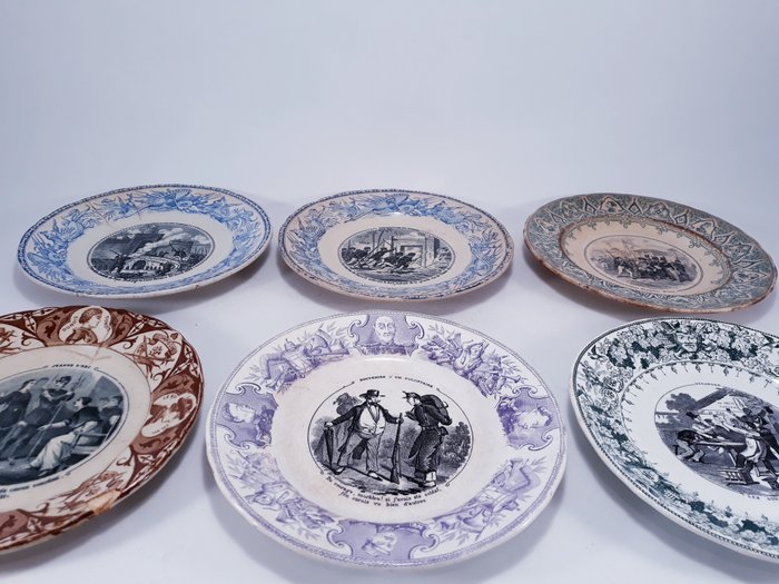 Jules Viellard Cie Bordeaux fin XIXème siècle 1850-1900 "Thème de la guerre" - Plate (6) - Ceramic