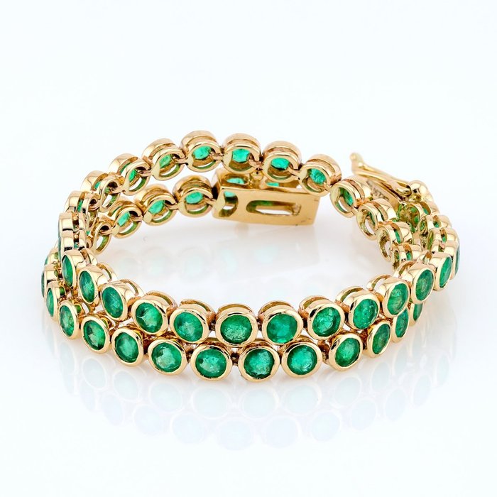 [No Reserve] (IGI Certified)- Emerald (2.90) Cts (53) Pcs - 14 carati Oro giallo - Bracciale