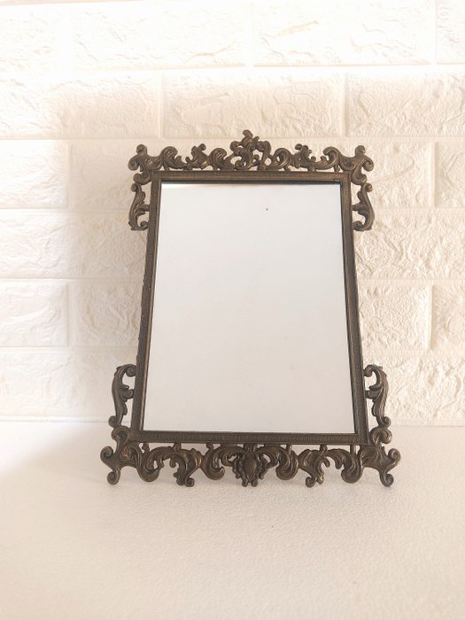 Specchio da tavolo- Specchio da tavolo italiano  - Bronzo, Ottone, Vetro