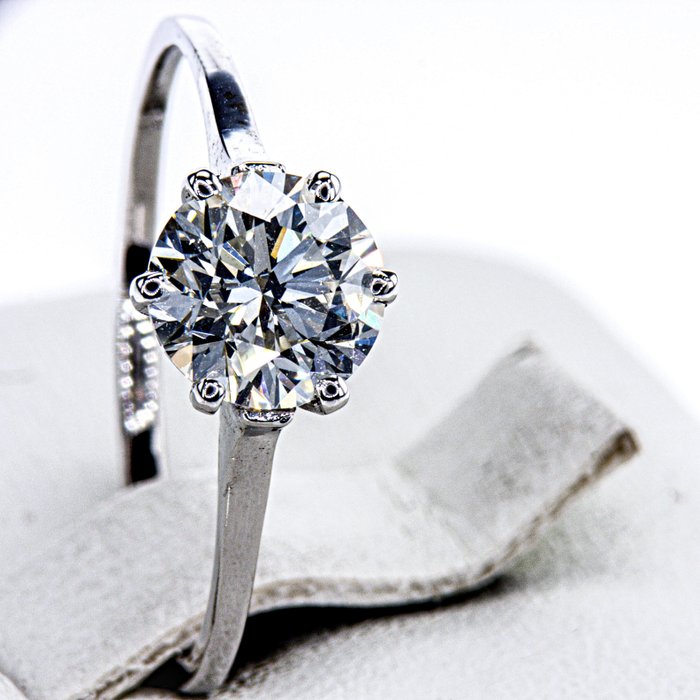 没有保留价 - 1.21 Ct F-G/SI1  Round Diamond Ring - 订婚戒指 - 18K包金 白金 -  1.21 tw. 钻石  (天然) 