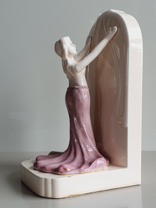 Secesyjna "Dama w Sukni" - Buchstütze - Keramik
