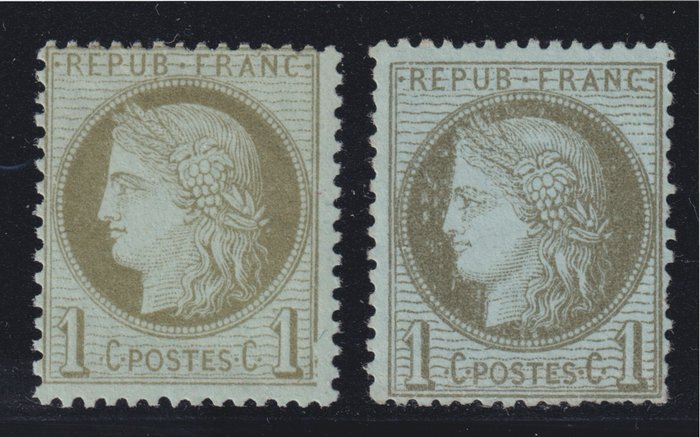 法国 1872 - 谷神星第三共和国，No. 50 和 50a 新**。高超 - Yvert