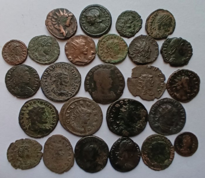 羅馬帝國. Lot of 25 x AE/BI coins (3rd-4th century AD)  (沒有保留價)
