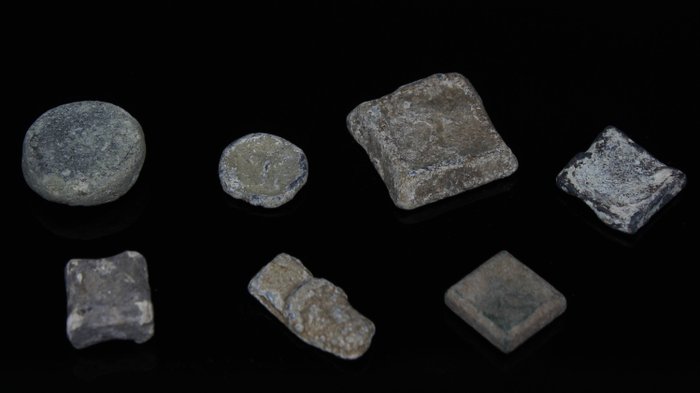 Bizantino Bronce, Plomo Lote de peso (7 piezas), Licencia de Exportación Española  (Sin Precio de Reserva)