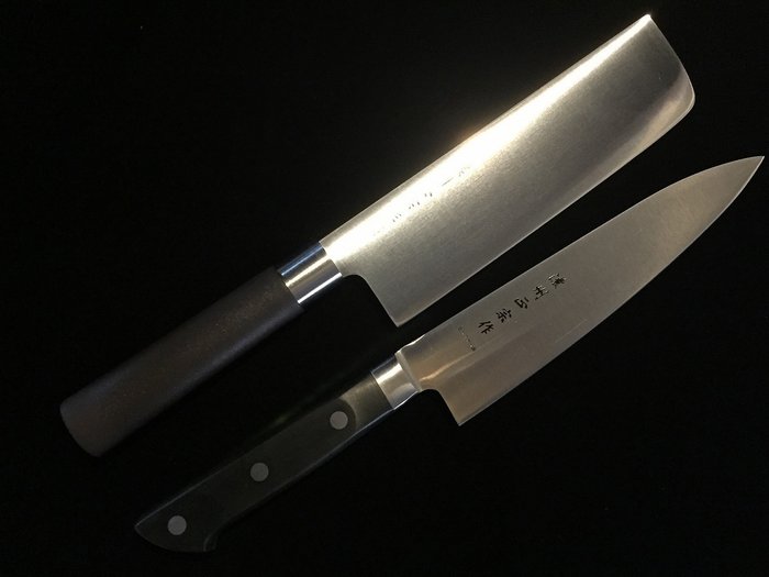 濃州正宗 NOSHU MASAMUNE / Set of 2 / 牛刀 GYUTO 菜切 NAKIRI - Bordkniv (2) - Japansk kjøkkenkniv - Stål, Tre