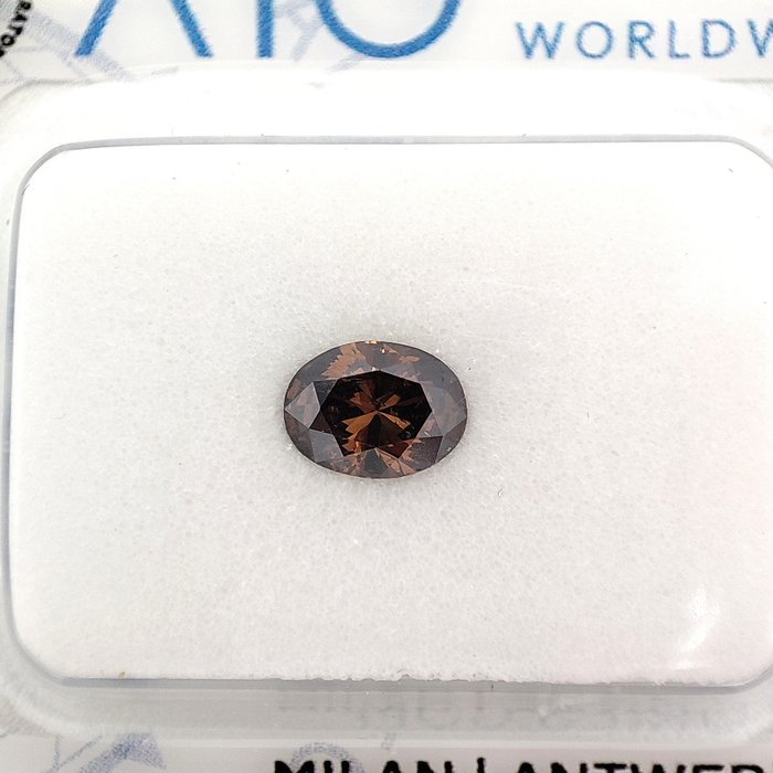 Diamant - 0.41 ct - Oval - Fancy Deep Orangy Brown - SI1 *No Reserve Price*