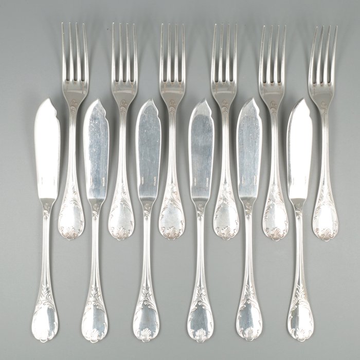 Christofle Visbestek model: Marly - 餐具套装 (12) - 镀银