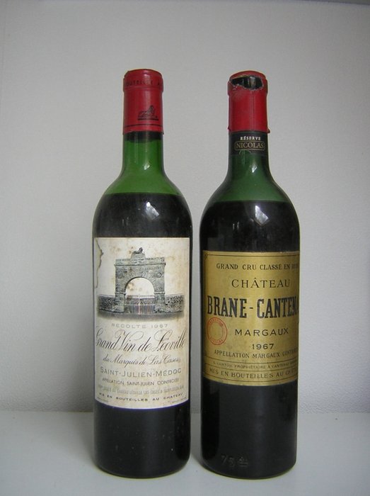 1967 Chateau Leoville Las Cases & Chateau Brane Cantenac - Margaux, Saint-Julien Grand Cru Classé - 2 Flaschen (0,75 l)