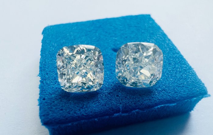 2 pcs Diamante - 1.80 ct - Perniță - G - SI1, *No Reserve Price* *Pair* *EX*