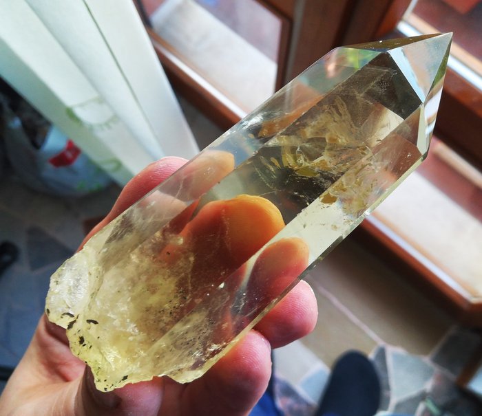 黃水晶 水晶点 - 高度: 11 cm - 宽度: 4 cm- 244 g