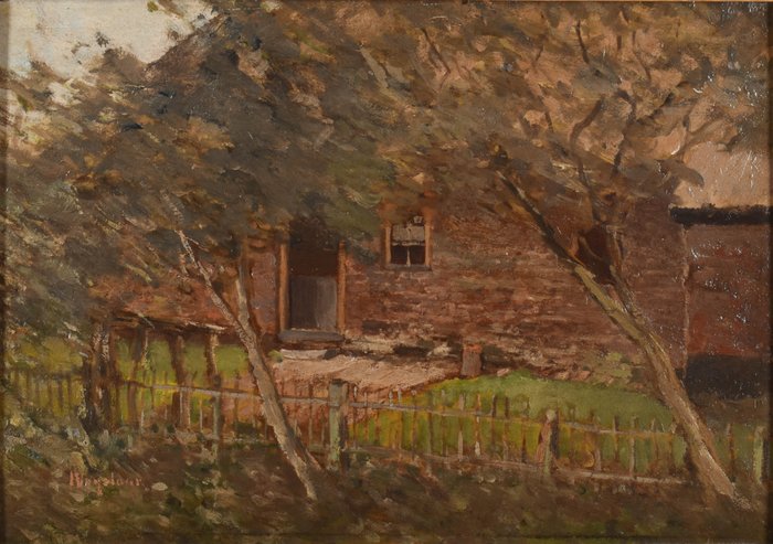 Jan Vogelaar (1865-1935) - Boerderij met achtertuin achter Rosmalen