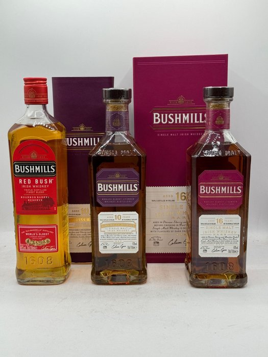 Bushmills - 10yo, 16yo & Red Bush  - 70cl - 3 pullojen
