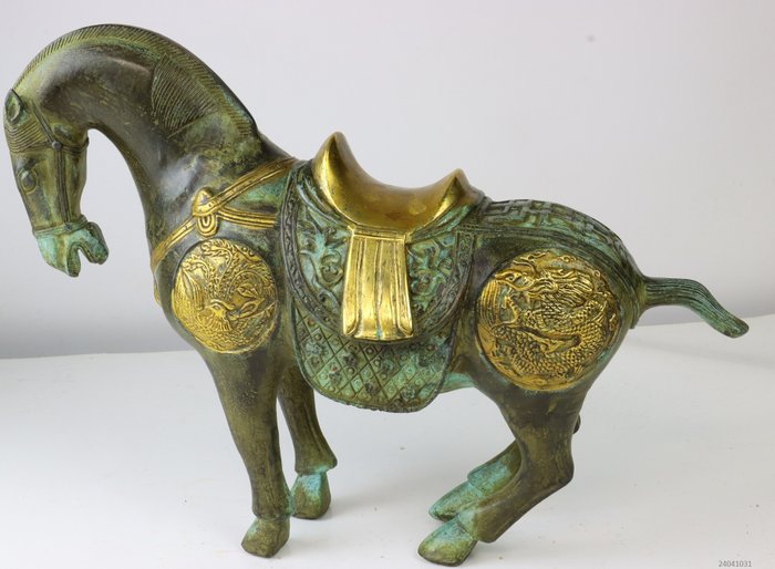 Beeld paard Tang dynasty stijl - Bronz (aurit) - Asia  (Fără preț de rezervă)