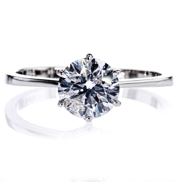 Nincs minimálár - 1.51 Ct  Round Diamond Ring - Jegygyűrű - 14 kt. Fehér arany -  1.51 tw. Gyémánt  (Természetes) 