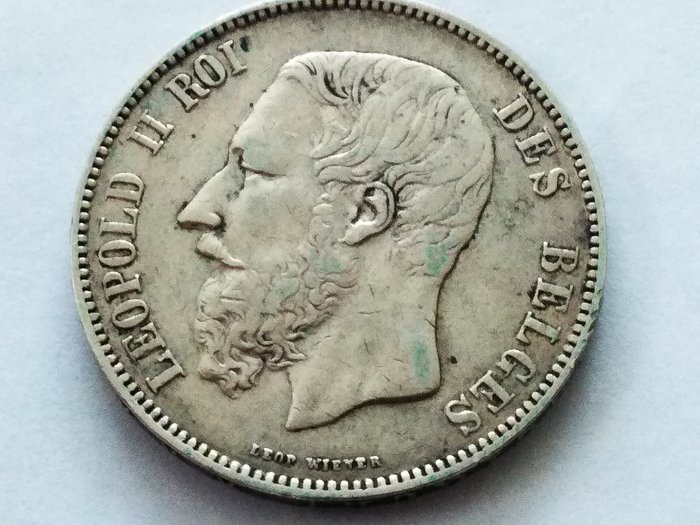 比利時. Leopold II (1865-1909). 5 Francs 1873  (沒有保留價)