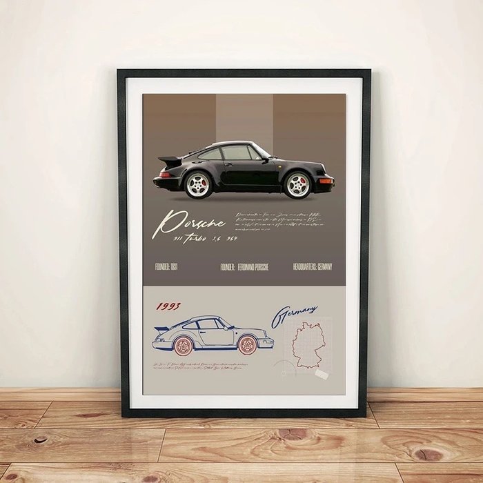 Print - Porsche - 911 Turbo Bild Poster Print 964 - 2023