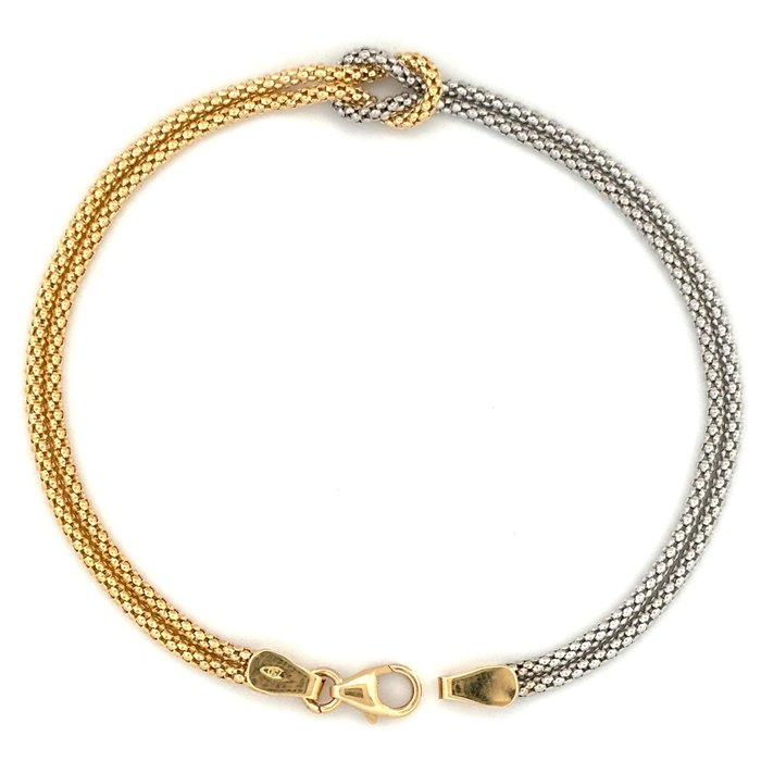 Handmade - Bracelet - 18 kt. White gold, Yellow gold - Knot Bracelet