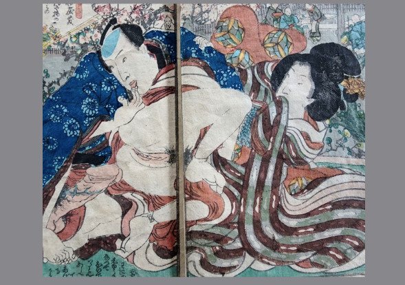 Anonymous - Original shunga enpon  (erotic book) - 'Shunjō Edo (1603-1868) miyage (Passionate Souvenirs of Edo) - 1830