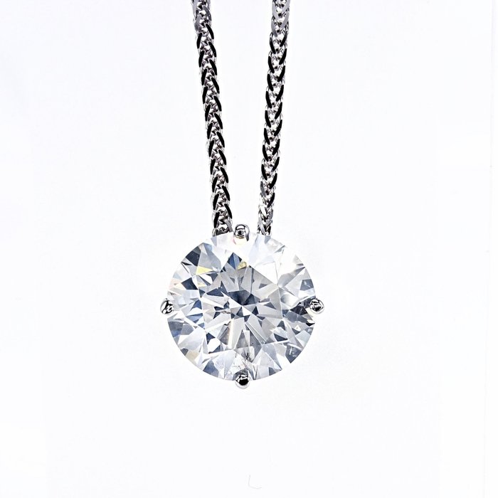 Senza Prezzo di Riserva - 1.73 Ct  Round Diamond Pendant - Collana - 14 carati Oro bianco -  1.73 tw. Diamante  (Naturale) 