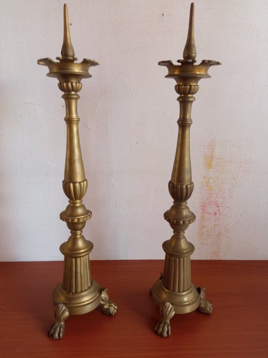 Armleuchter Paar Kerzenleuchter aus Bronze (2) - Bronze