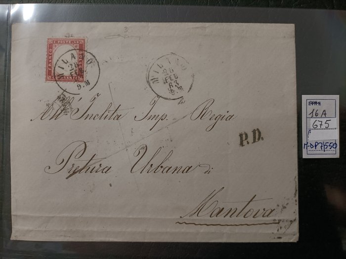 Königreich Italien 1863 - Brief an das Königreich Italien - Sassone 2024
