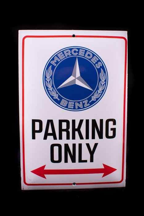 Sign - Mercedes-Benz - "parking only"; sign; garage sign; enamel'!