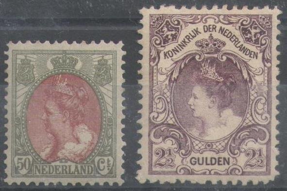 Olanda 1899/1906 - Regina Wilhelmina „Guler de blană” - NVPH 74D + 78C