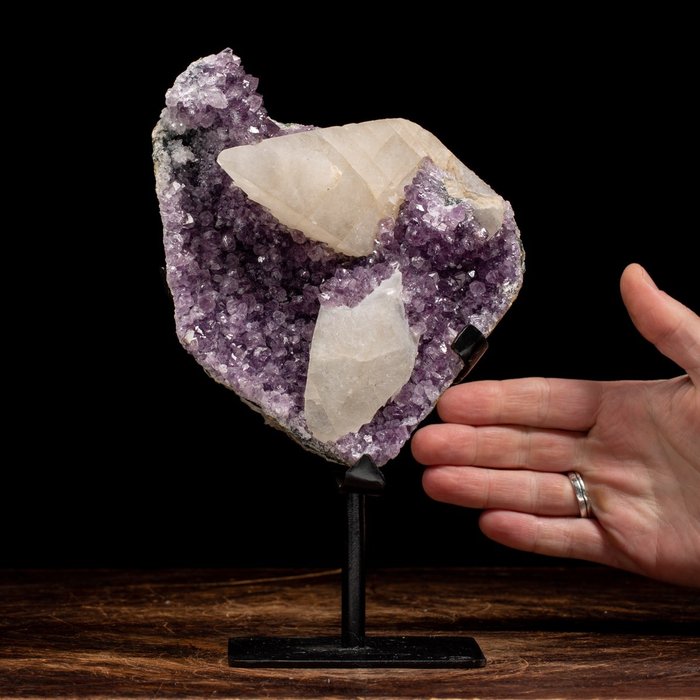 Amethyst und Calcit – Geode von höchster Qualität - Höhe: 171 mm - Breite: 154 mm- 2316 g