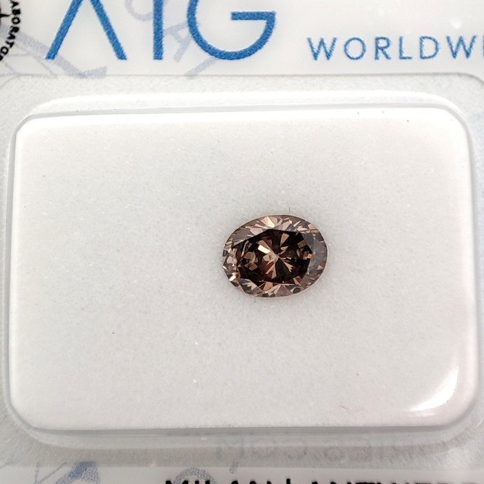 Timantti - 0.40 ct - Ovaali - Fancy Deep Orangy Brown - SI2 *No Reserve Price*