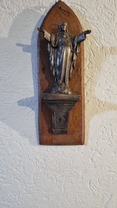 H.Hart - Szobor, Beeld Christus van het heilige hart / verlosser - 33 cm - Spiáter - 1894