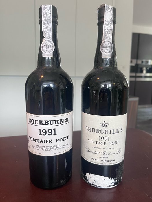 1991 Vintage Port: Cockburn's & Churchill's - Douro - 2 Bouteilles (0,75 L)