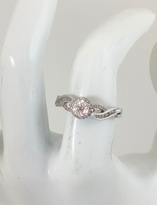 Ingen mindstepris - Ring - 10 kt. Hvidguld Diamant  (Natur) - Diamant 