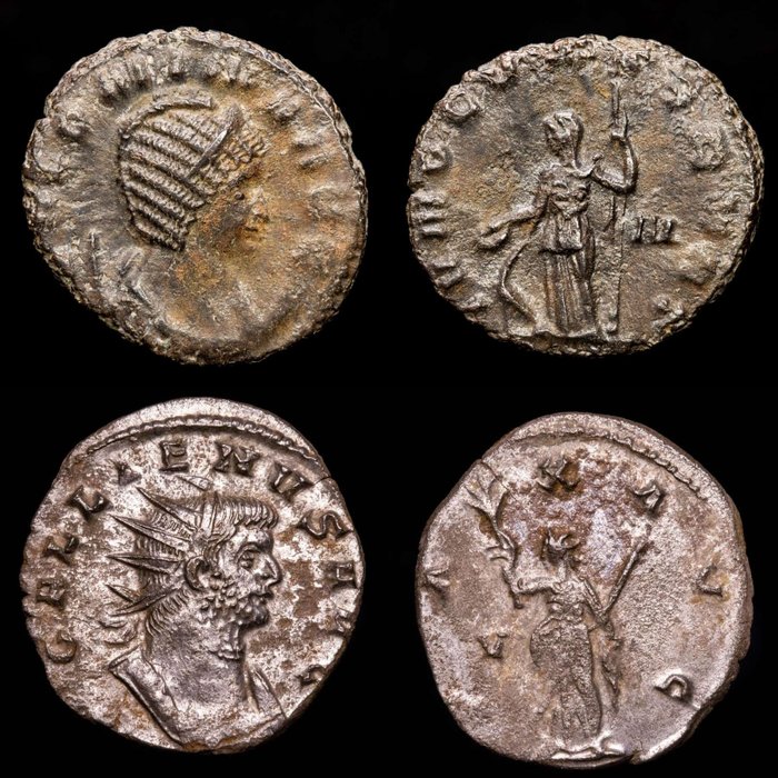 Empire romain. Salonina & Gallienus. Lot comprising two (2) antoninianus Rome & Mediolanum mint. SALONINA AVG / GALLIENVS AVG  (Sans Prix de Réserve)