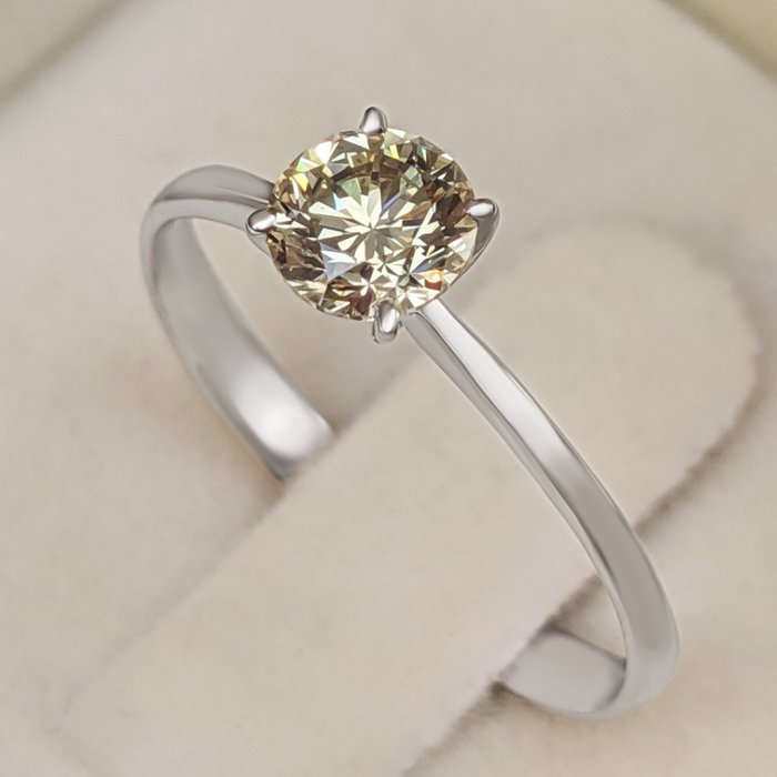 Senza Prezzo di Riserva - Anello - 14 carati Oro bianco -  0.59 tw. Giallo Diamante  (Colorato naturale) 
