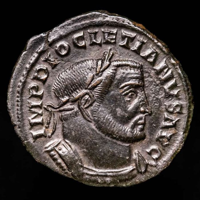 Império Romano. Diocletian (AD 284-305). large follis Lugdunum mint, AD 301-303.  GENIO POPVLI ROMANI  (Sem preço de reserva)
