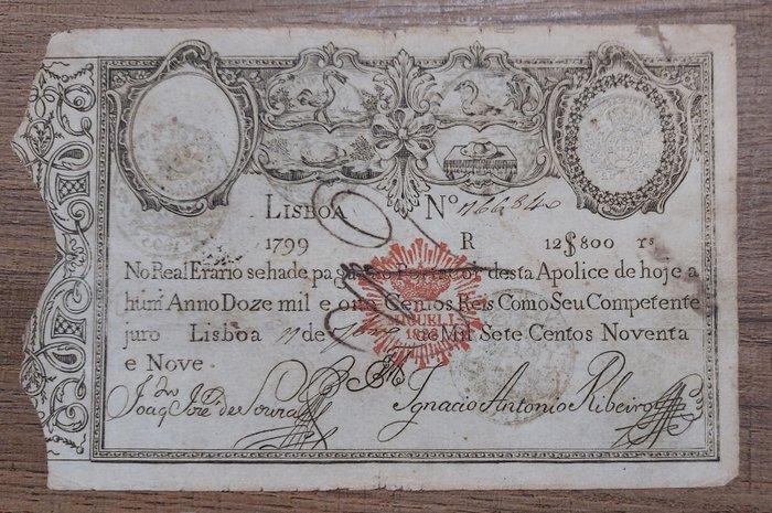 葡萄牙. - 12800 Reis 1828 (old date 1799) - Pick 44  (沒有保留價)