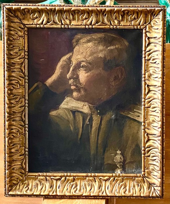Russland - Portrett av en tsaristisk russisk offiser fra første verdenskrig - Militært tilbehør