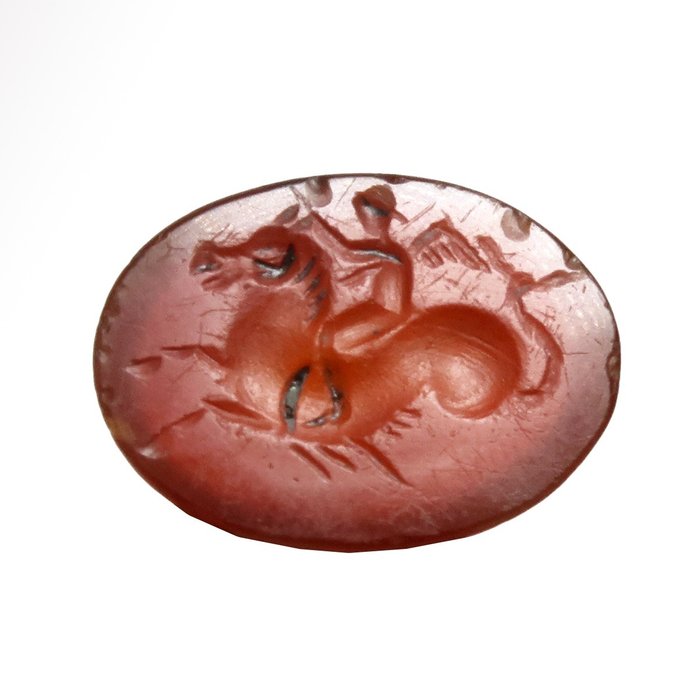 Oud-Romeins Kornalijn Cornelian Intaglio met Eros op Hippocampus