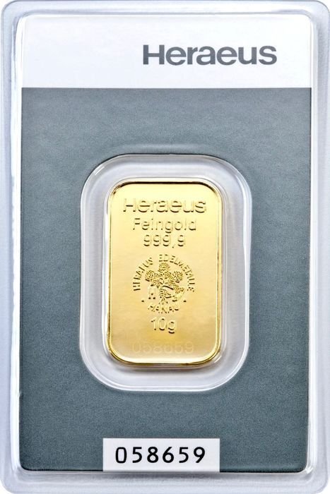 10 gram - Guld 999 - Heraeus - Forseglet & Med certifikat