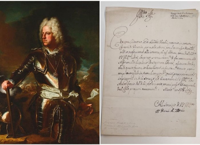 Asiakirja - Ferdinando Carlo Gonzaga Nevers, Carlo III - Autografo - Manoscritto - 1699
